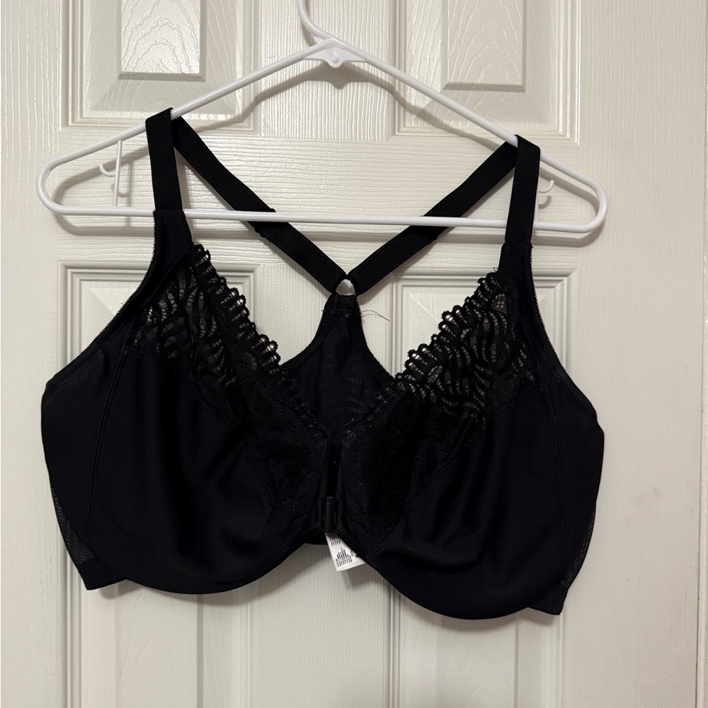 Glamorise Black Full-Coverage Bra with Underwire Support